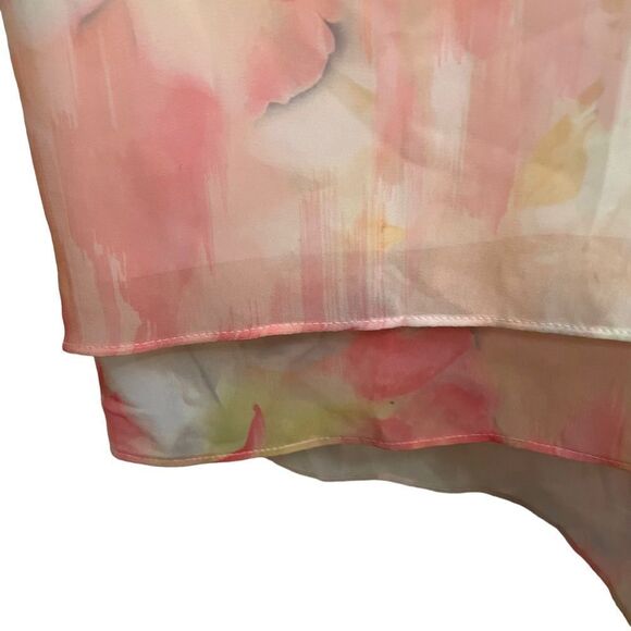 WHITE HOUSE BLACK MARKET COLD SHOULDER WATERCOLOR DRESS ECRU PEACH SZ 00 NWT - Picture 4 of 10